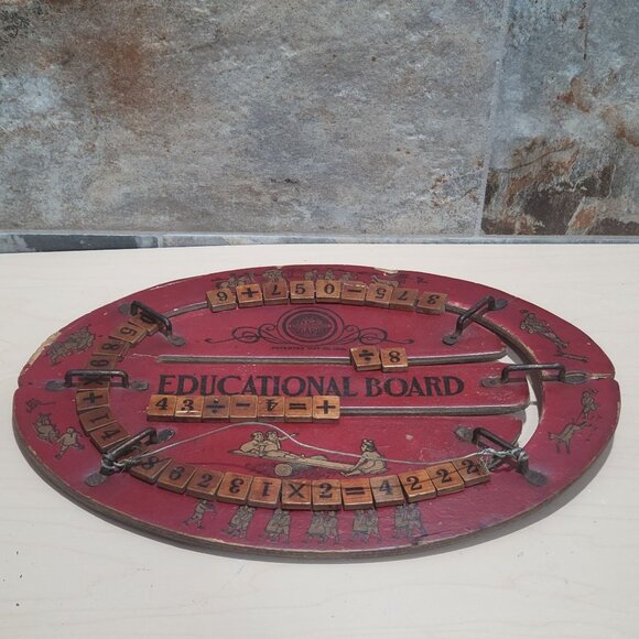 Vintage Cress Educational Board Reversible Red Oval Educational Toy - Picture 5 of 12